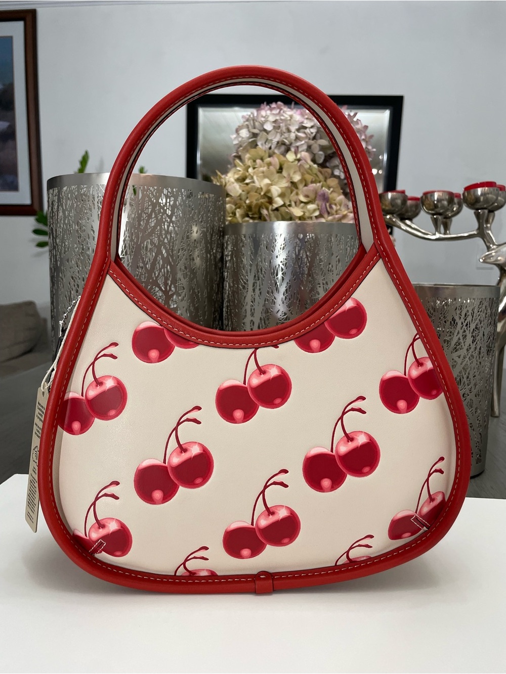 COACH Coachtopia Ergo Bag Cherry Print Leather Shoulder Bag NWT CL754
